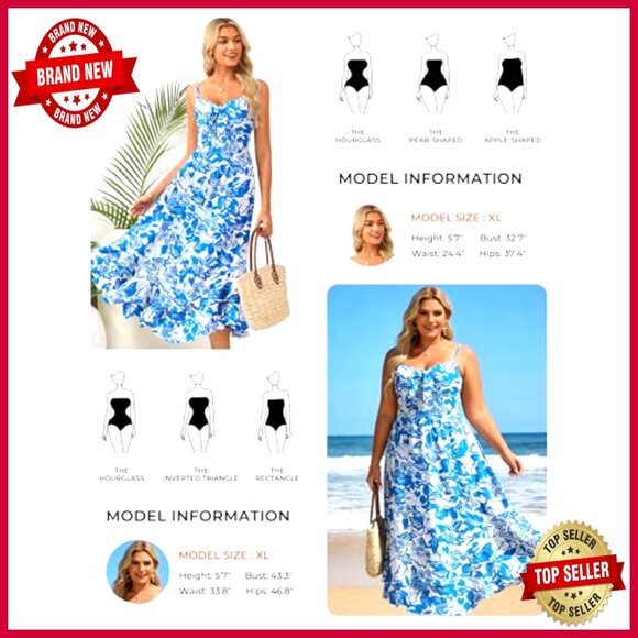 Floral Maxi Dress Spaghetti Strap A-Line Boho Beach Tiered Ruffle Casual - Picture 3 of 7